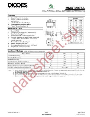 MMDT2907A-7-F datasheet  